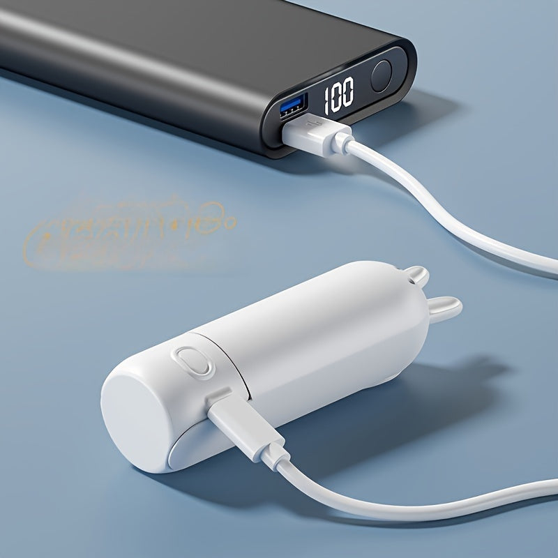 Bärbar minifläkt - 2 i 1 USB uppladdningsbar fläkt med kaninformad design för resor och sommar