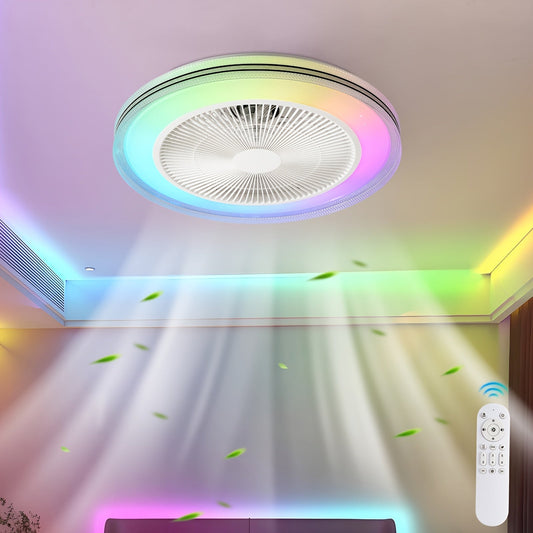 Smart Takfläkt med RGB-belysning – Stilfull och Effektiv