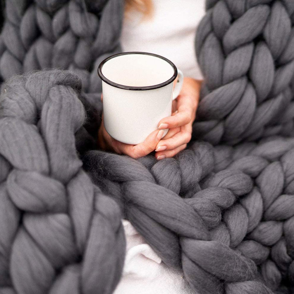 Stickad Filt Tjock | Extra Stor och Varm | Hemaccessoar | Handgjord Design