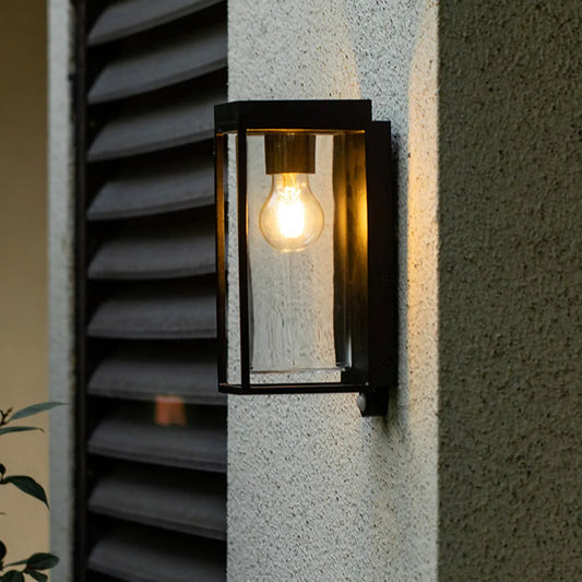 Elegant Utomhuslampa i Svart Metall med Glas och Solenergi