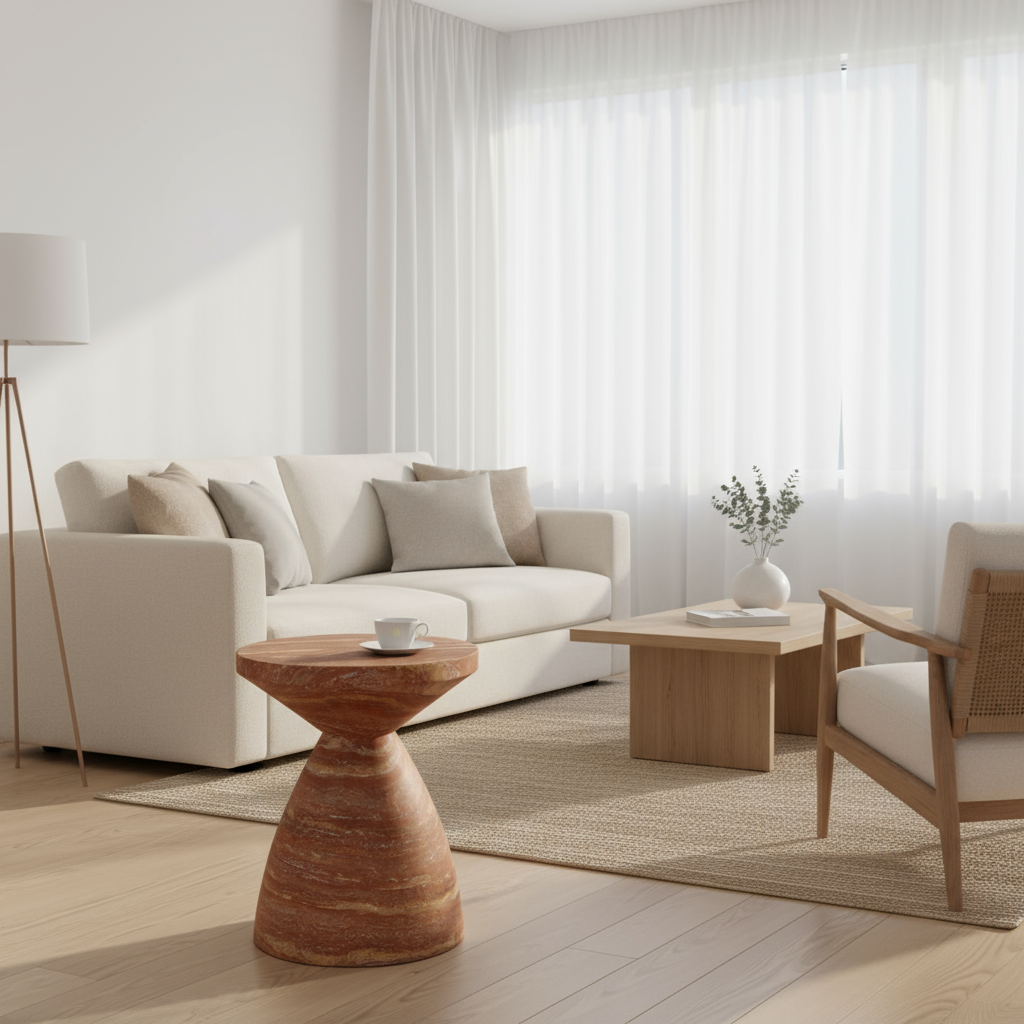 Rød Travertin Sofabord | Tidløst Skandinavisk Design