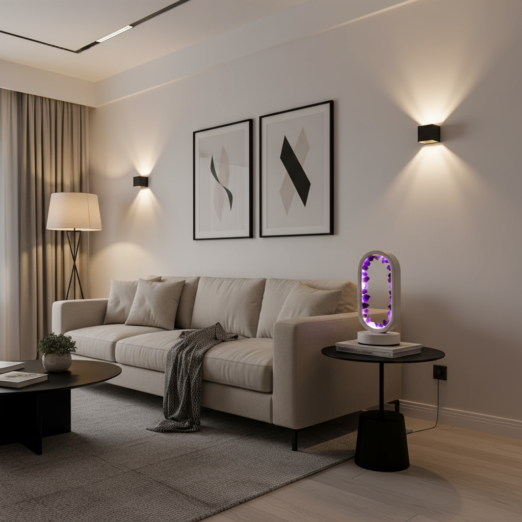 Amethyst Lampe med Naturlig Stressreduktion og Ro