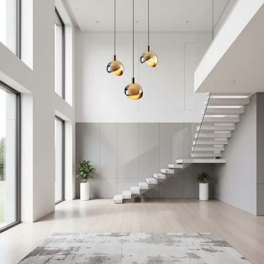 Elegant pendellampa i guldglas för matsalen – Nordisk design
