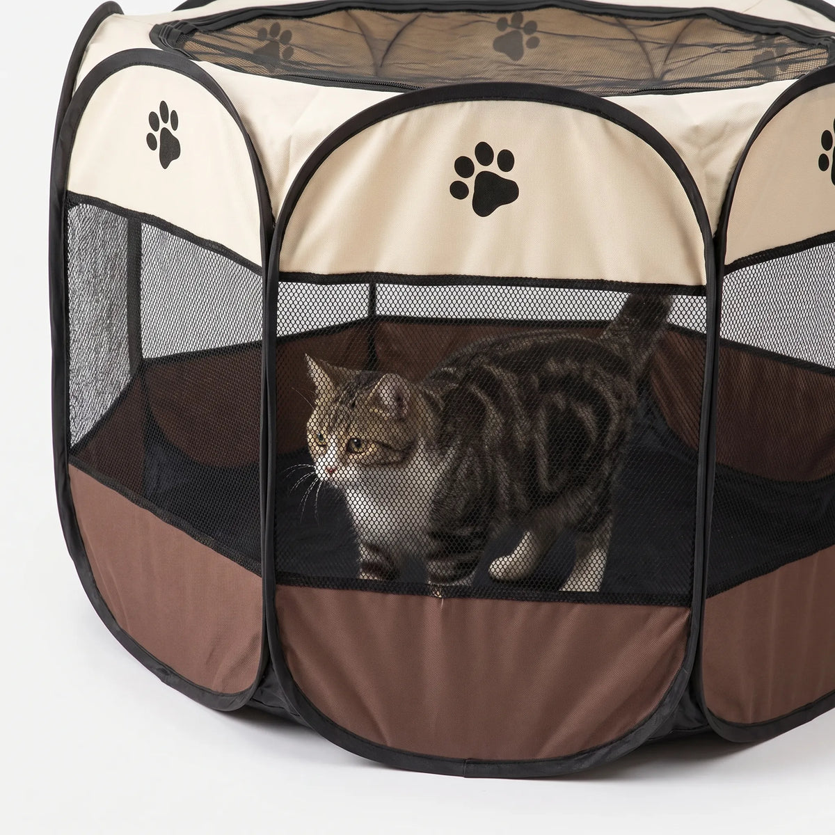 Faldbart kattebur i ottekantet design - Kattens fristed