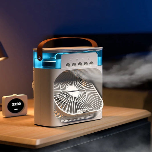 Kompakt luftkøler med LED og stille drift til personlig komfort