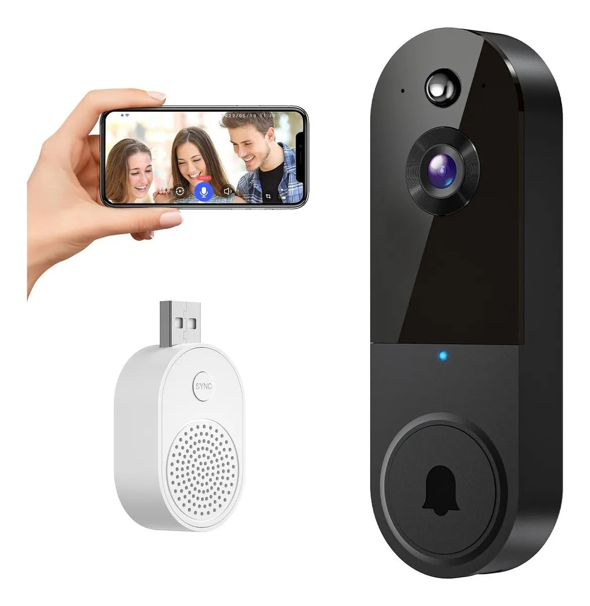Trådlös dörrkamera 1080P med smart rörelsedetektering