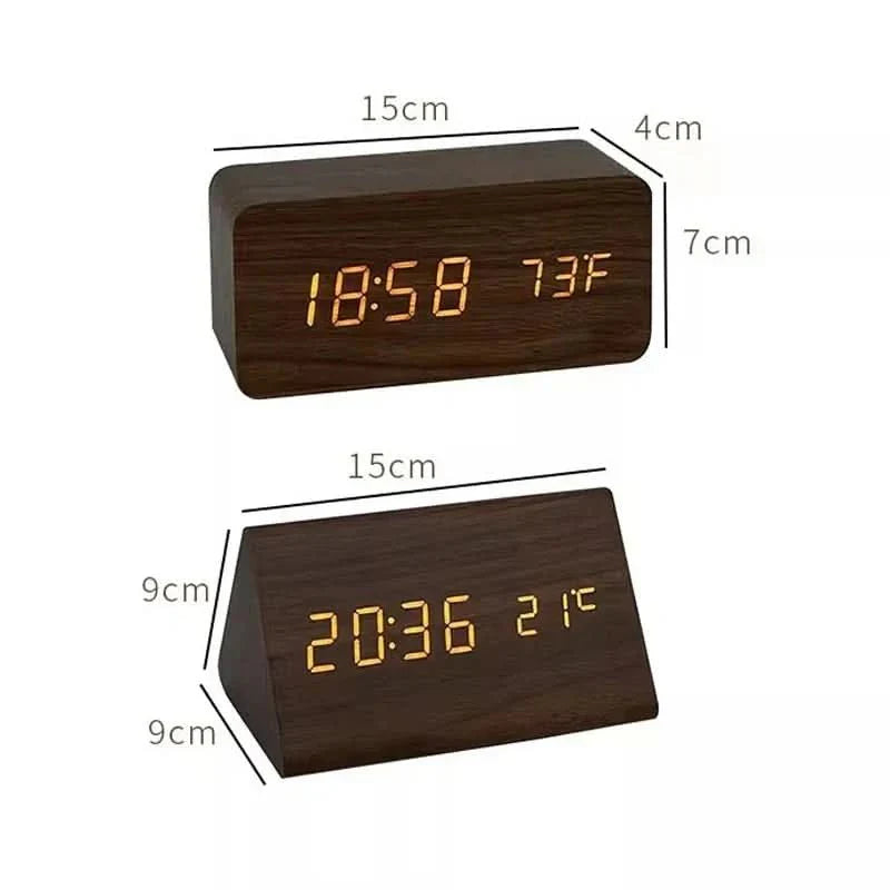 Elegant LED Vækkeur med Justerbar Lysstyrke og Temperaturvisning