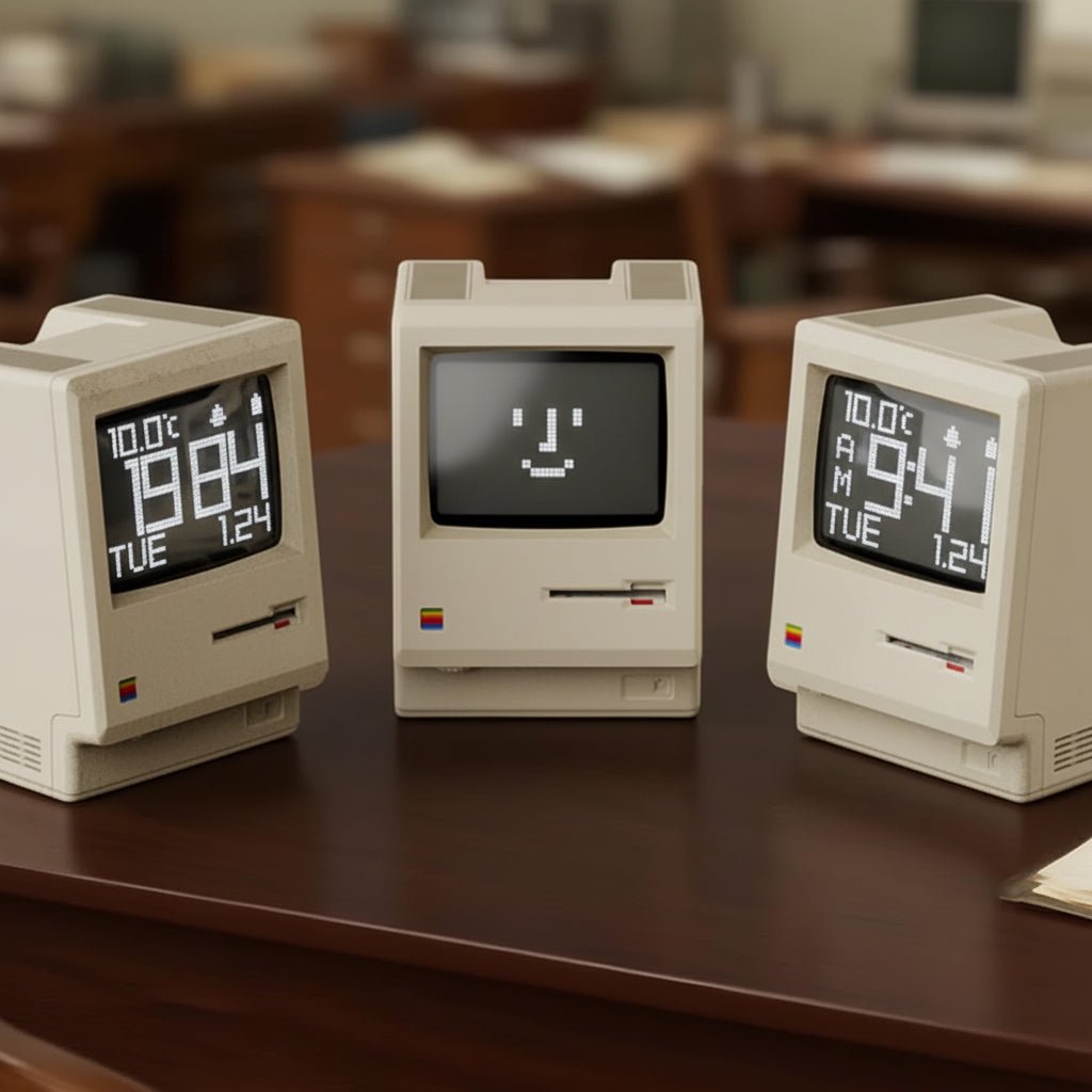 Retro väckarklocka med pixelskärm och justerbar bakgrundsbelysning
