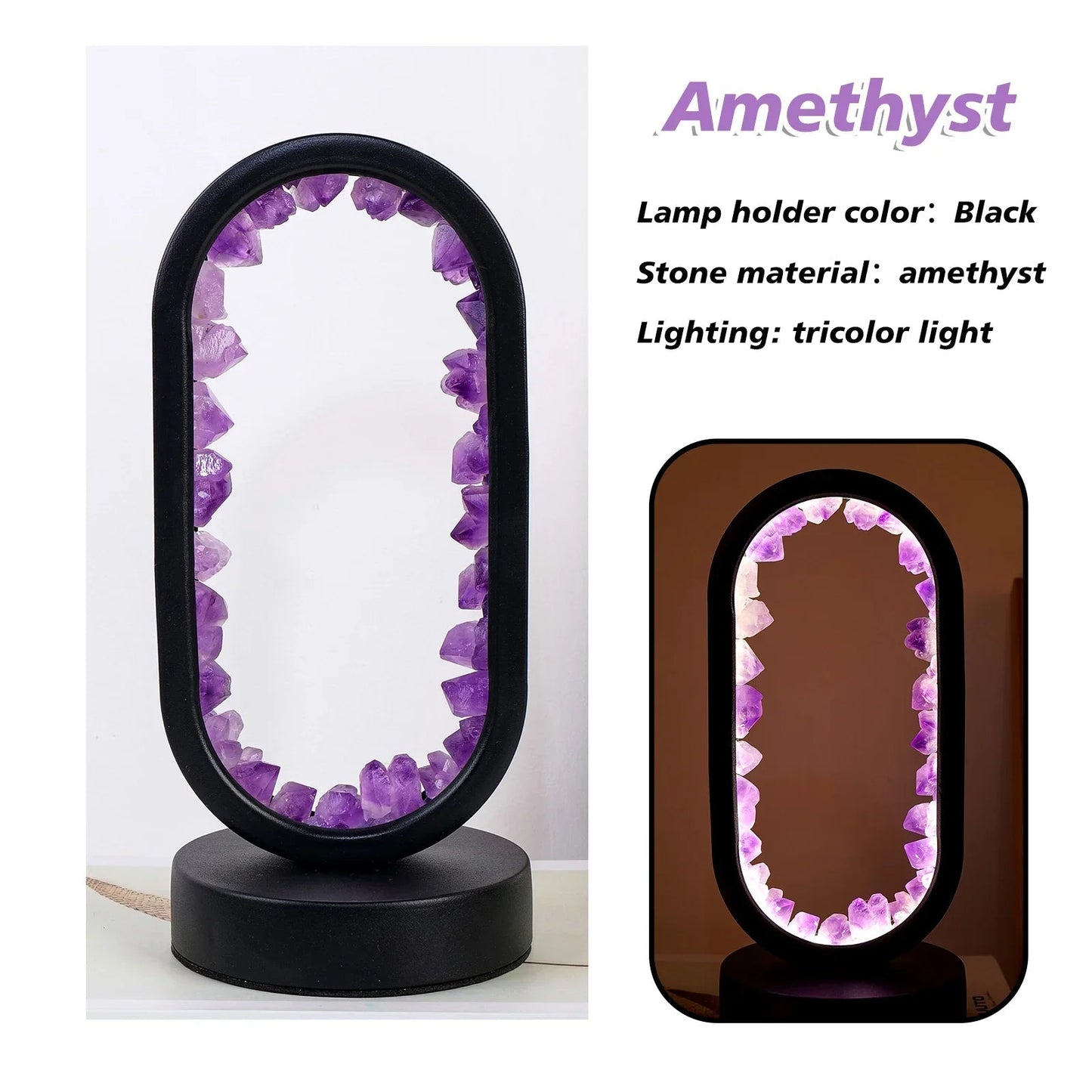Amethyst Lampe med Naturlig Stressreduktion og Ro