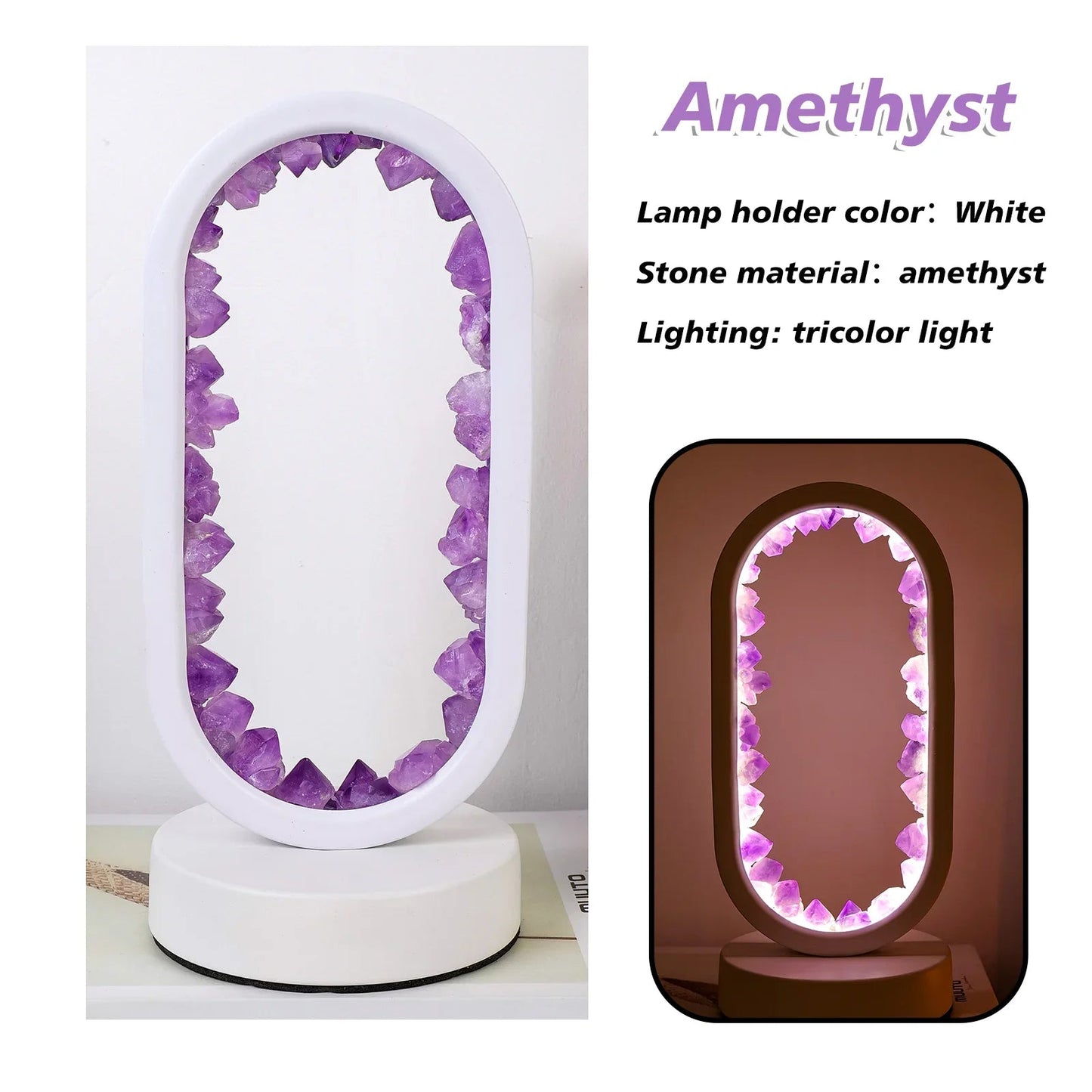 Amethyst Lampe med Naturlig Stressreduktion og Ro