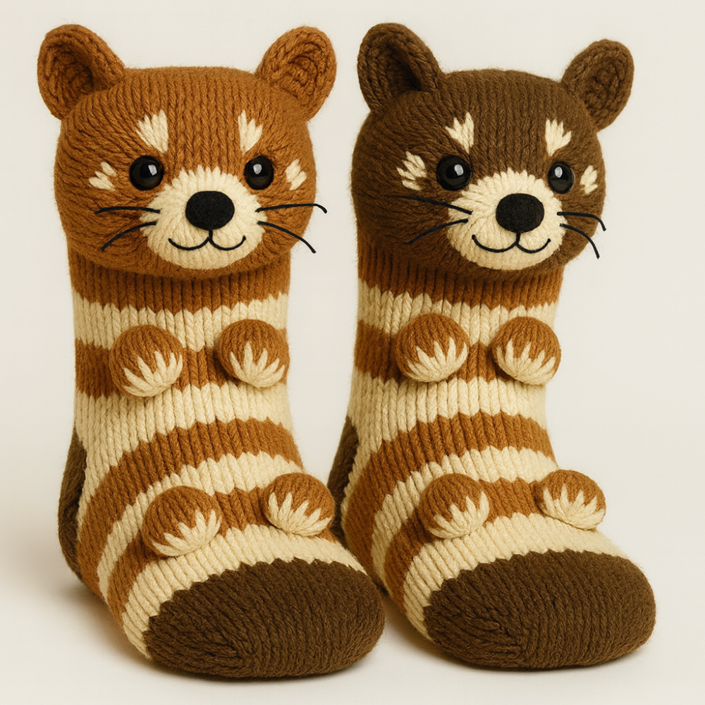 Djurinspirerade halkfria toffelsockor för vintermys