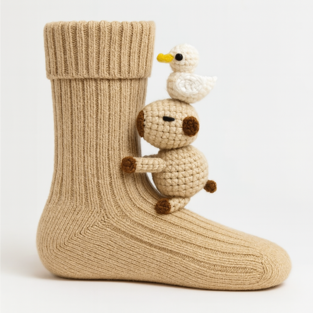Djurinspirerade halkfria toffelsockor för vintermys