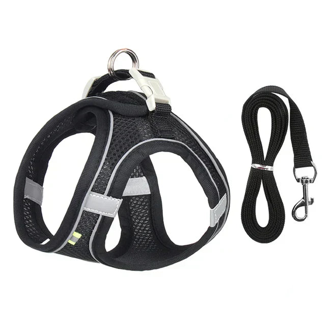 Justerbart katteharness med snor – komfortabel og sikker løsning