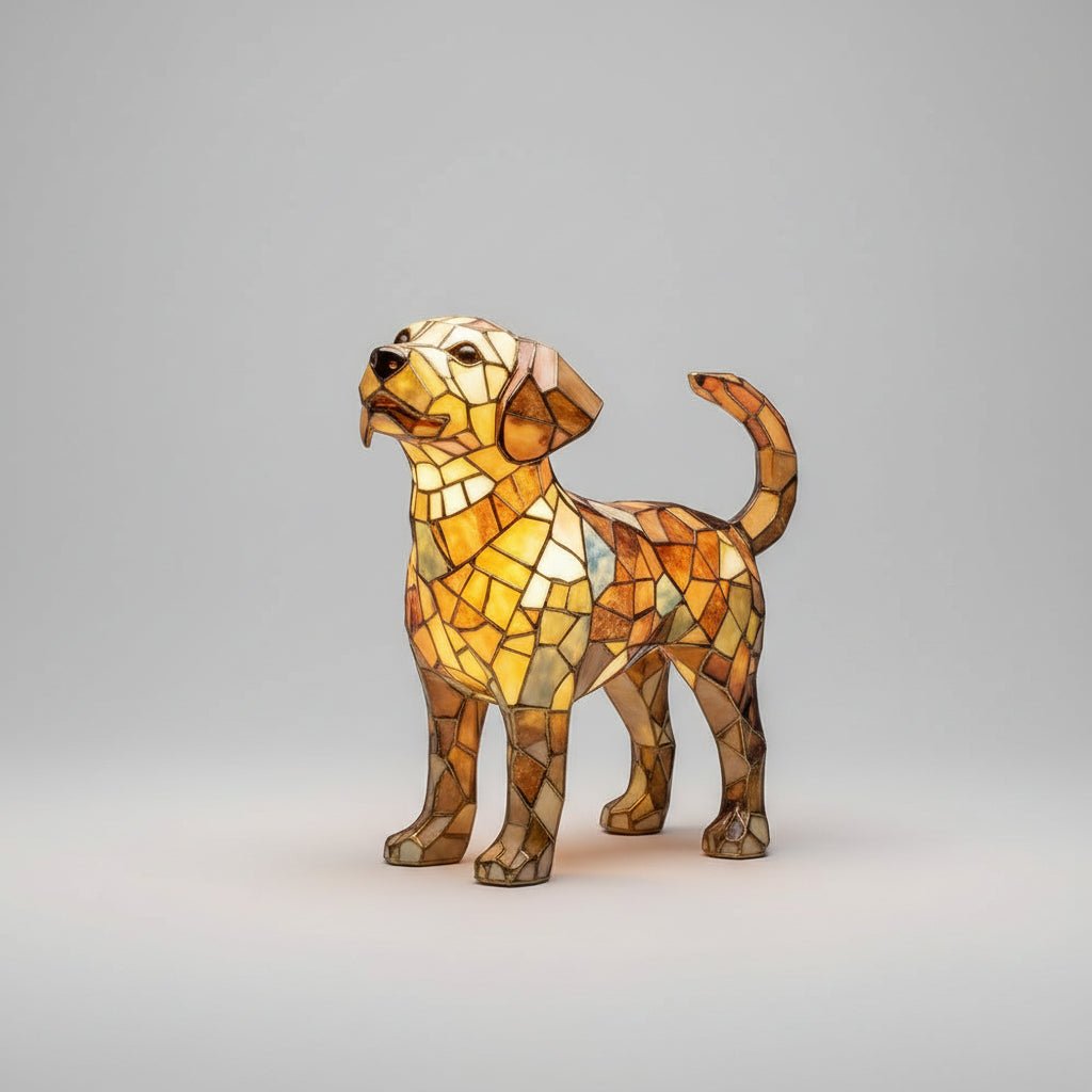 Handmålad hundlampa - Justerbar LED Nattlampa för Hundägare