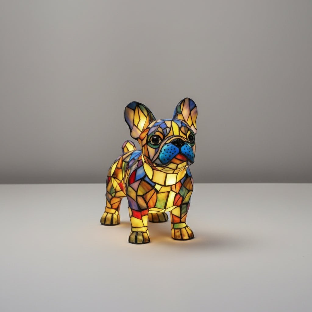 Handmålad hundlampa - Justerbar LED Nattlampa för Hundägare