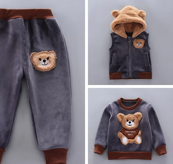 Tredelat set för barn med björndesign – CuddleCrew
