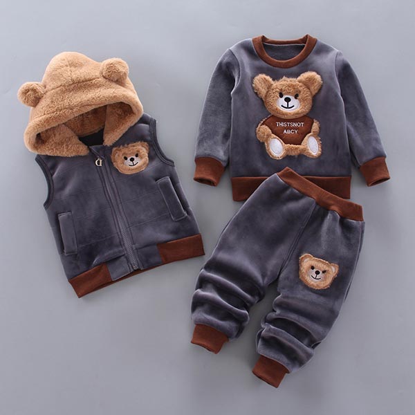Tredelat set för barn med björndesign – CuddleCrew