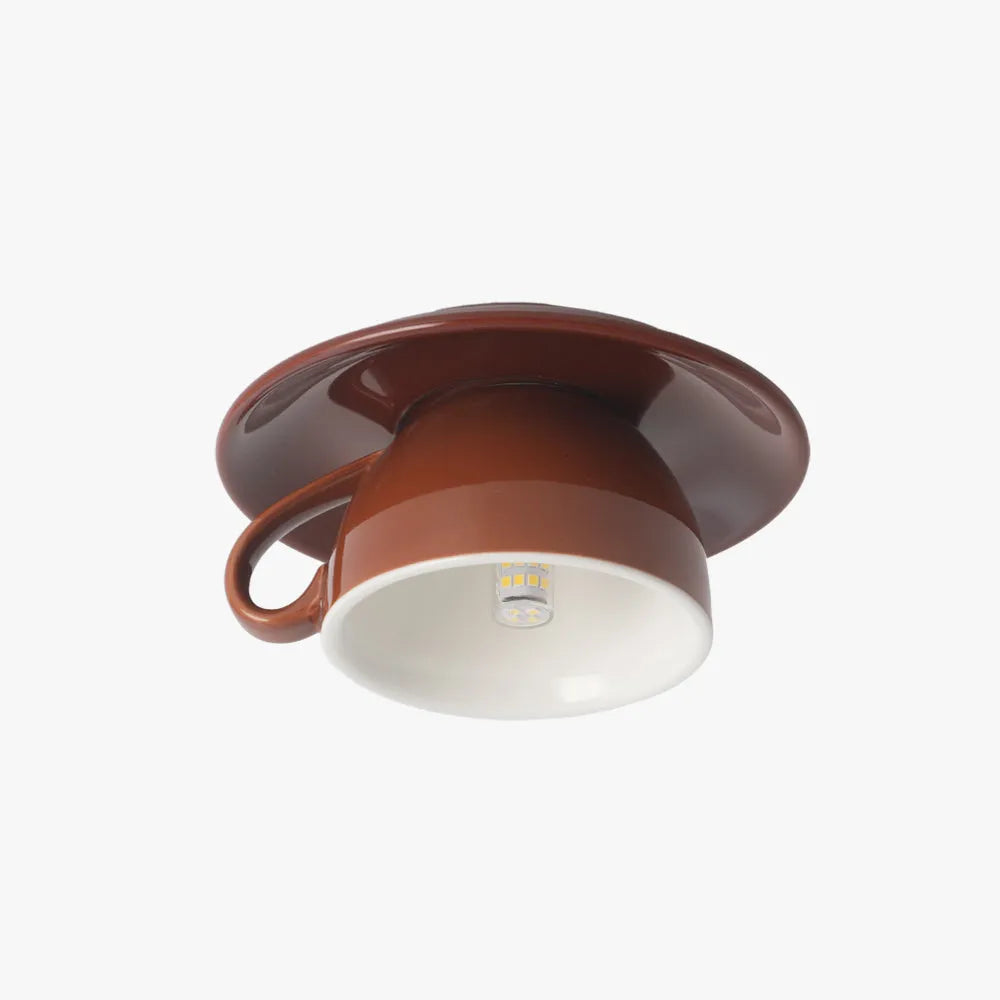 Moderne loftslampe i keramik med unik kopform til soveværelse