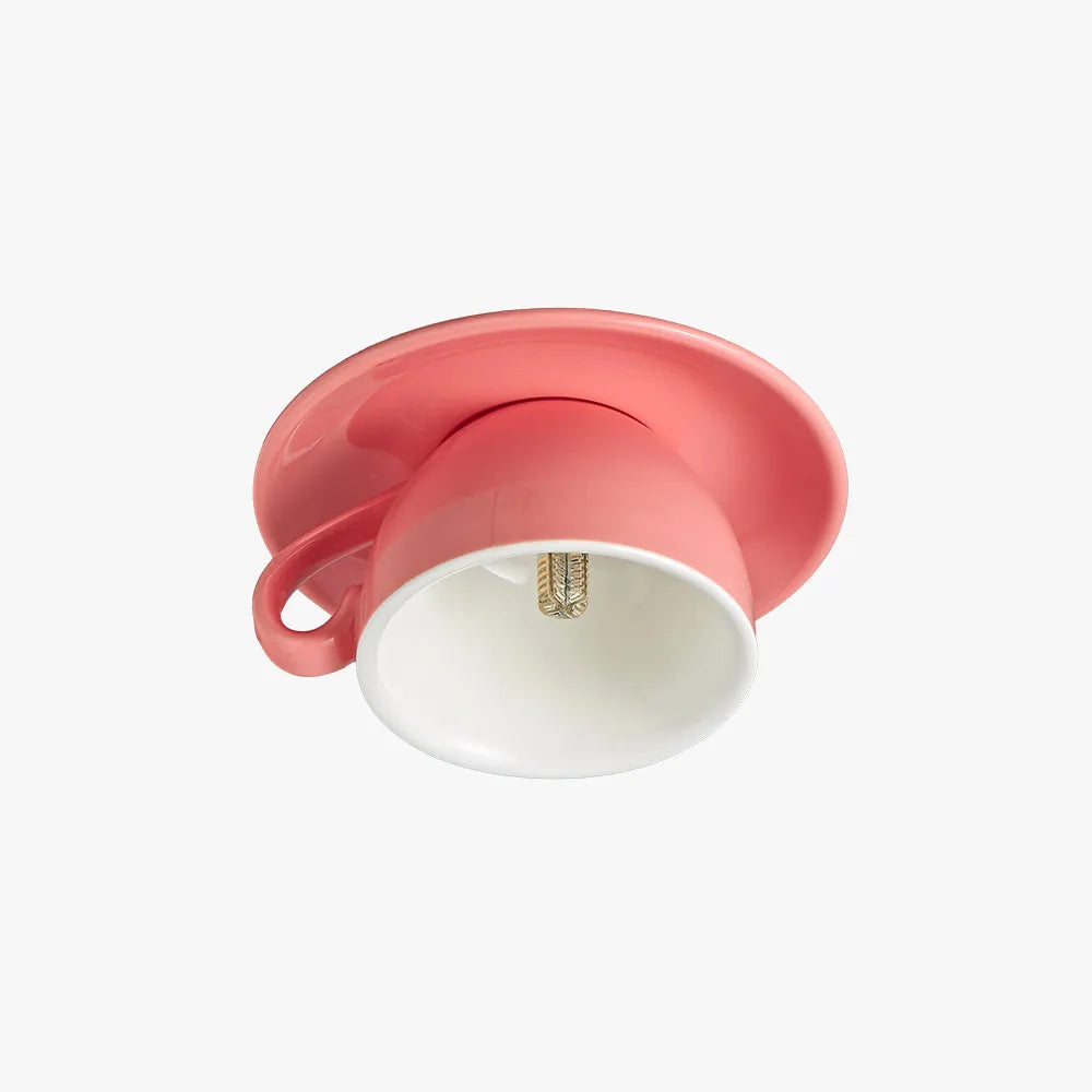Moderne loftslampe i keramik med unik kopform til soveværelse