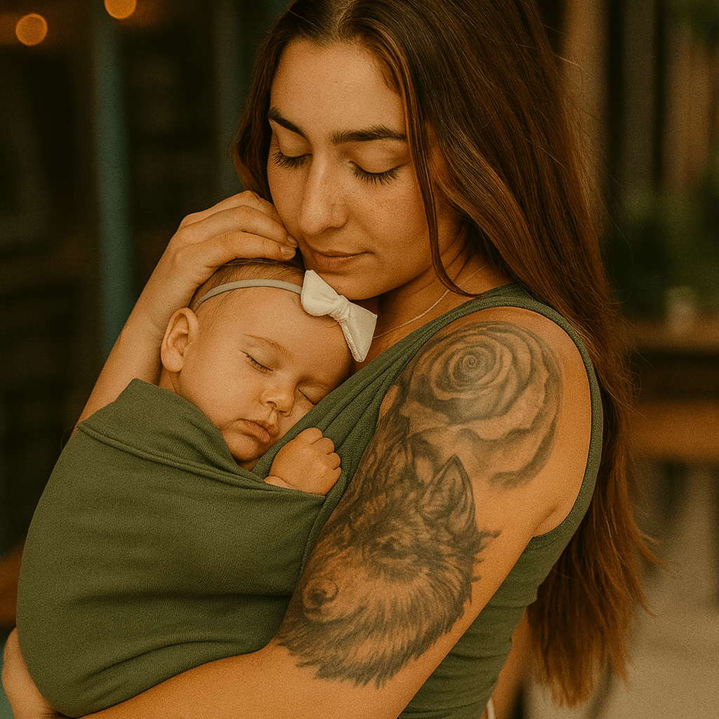 Elastisk babylift T-shirt – Komfort och närhet för nyfödda