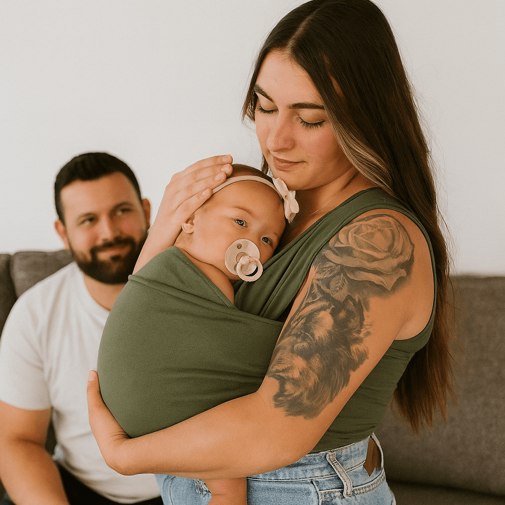 Elastisk babylift T-shirt – Komfort och närhet för nyfödda