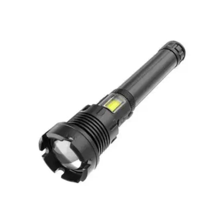 Kraftfull taktisk ficklampa med zoom och powerbank