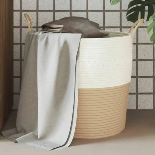 Moderne Opbevaringskurv i Beige & Hvid - Pladsbesparende Design