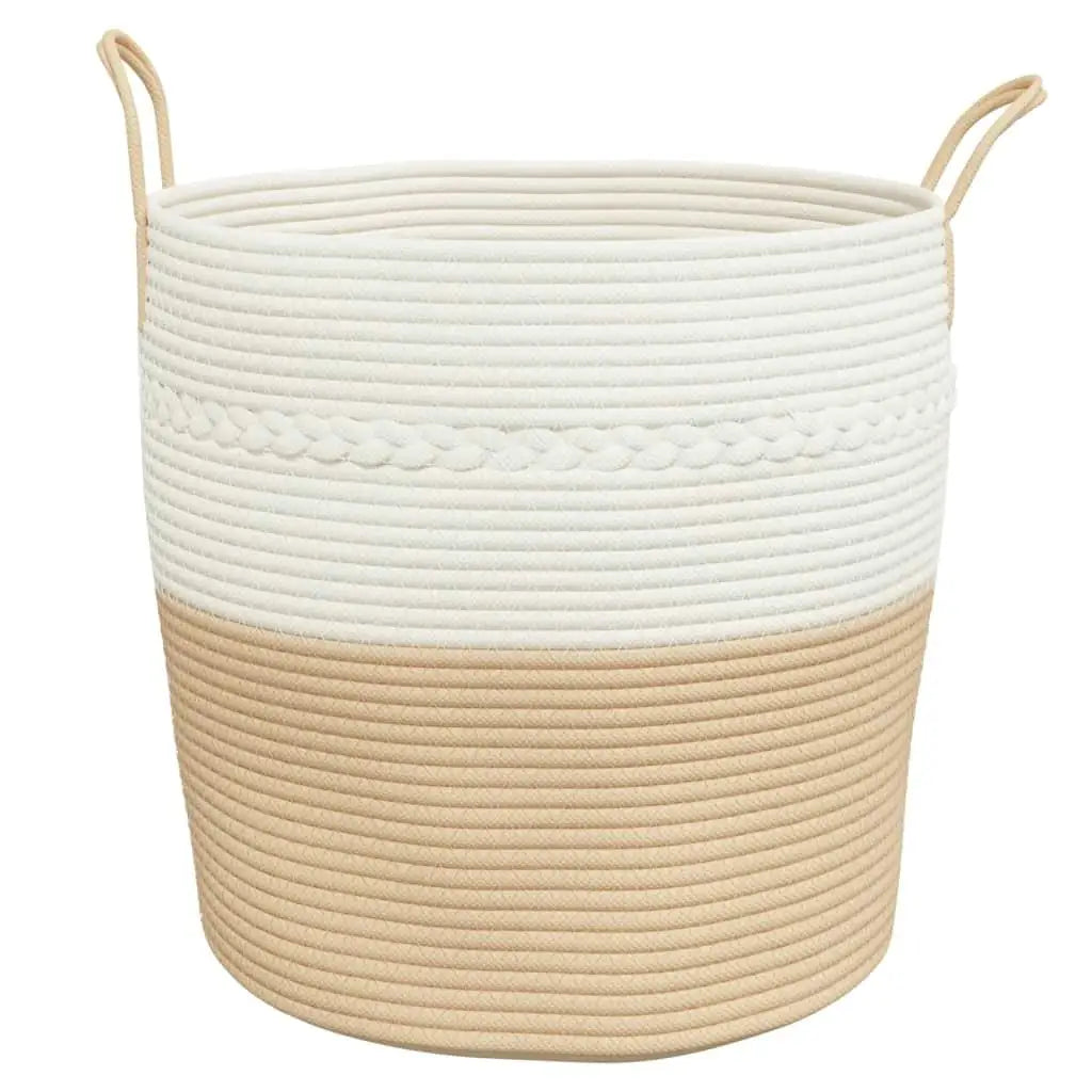 Moderne Opbevaringskurv i Beige & Hvid - Pladsbesparende Design