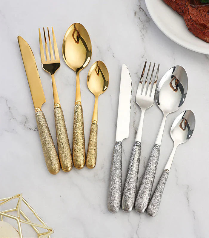 Elegant Bestiksæt i Rustfrit Stål med Titanium Finish