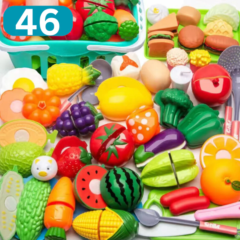 Barnvänligt frukt- och grönsakslekset med realistisk skärning