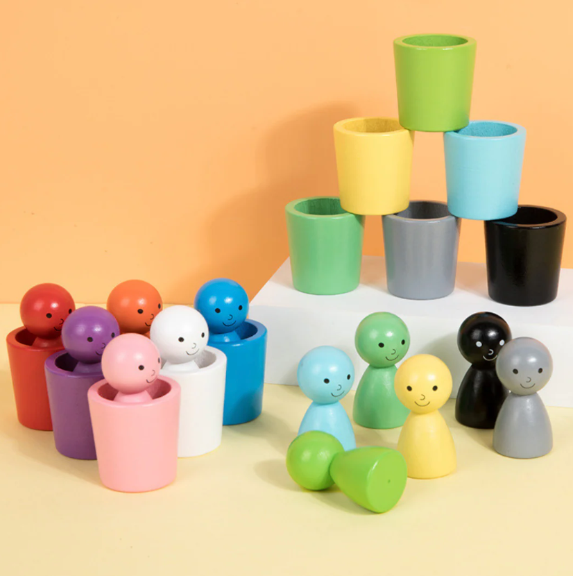 Montessori färgsorteringsspel i trä – Lär & lek med färger