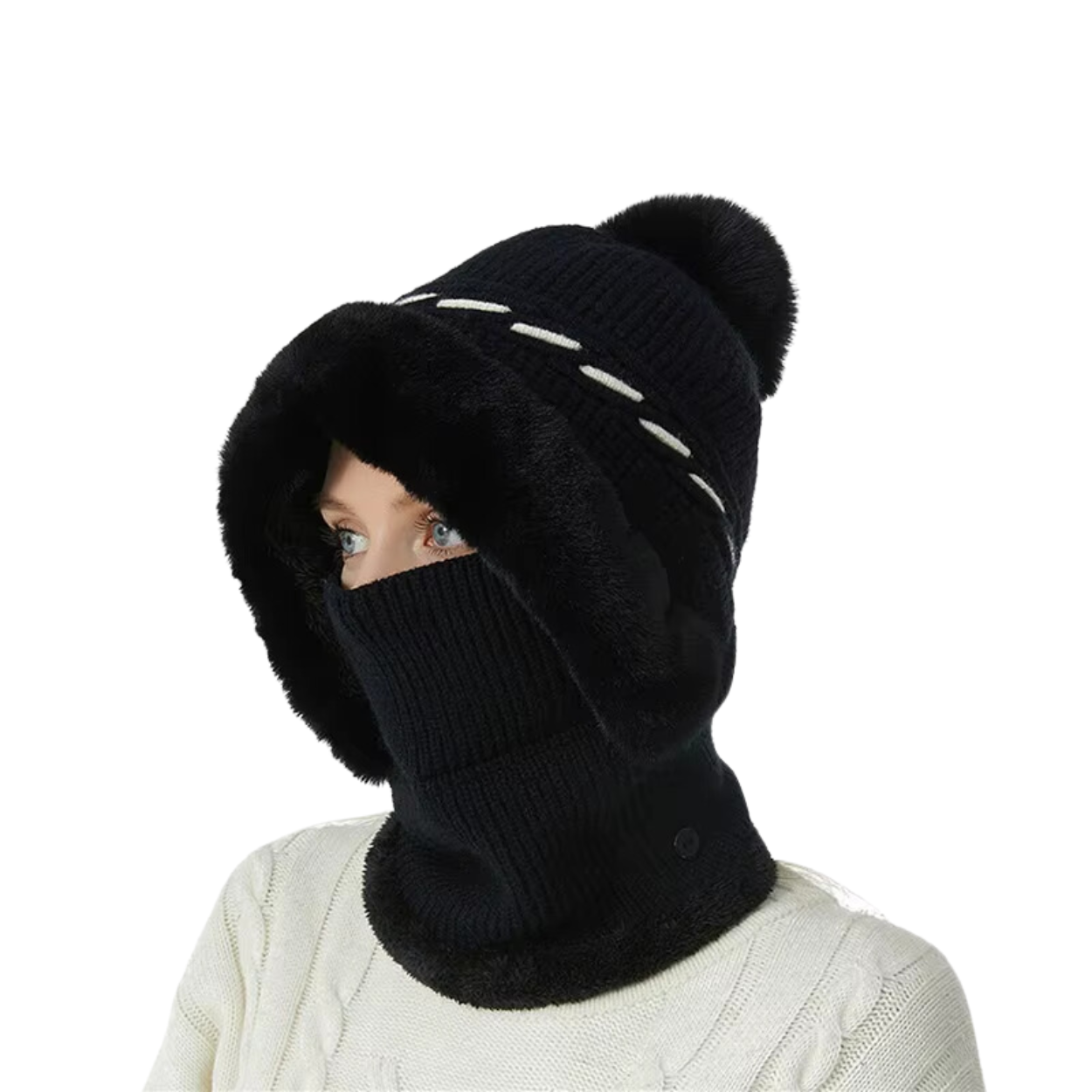 Behaglig och Varm 2-i-1 Fleece Mössa och Halsduk