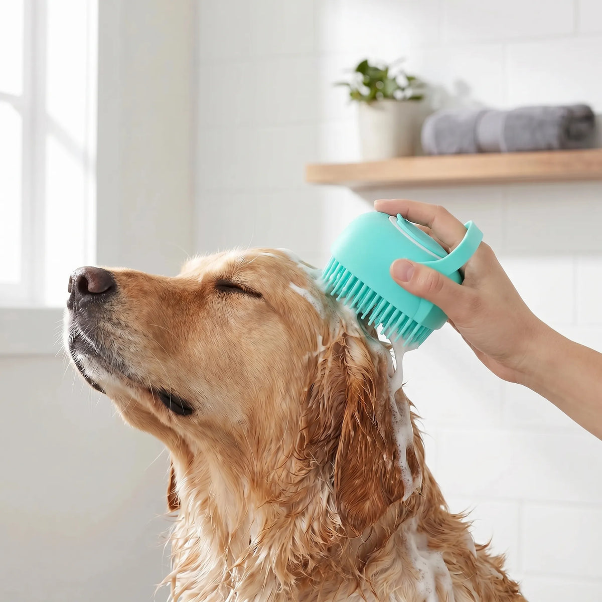 Børste med indbygget shampoo-beholder - skumbørste