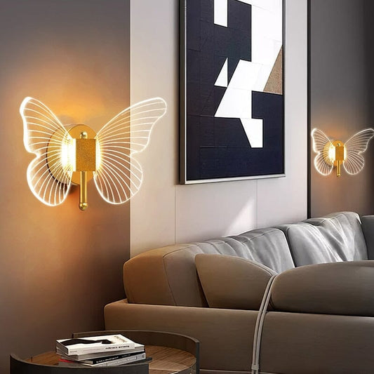 Elegant LED-vägglampa i fjärilsform för stämningsbelysning