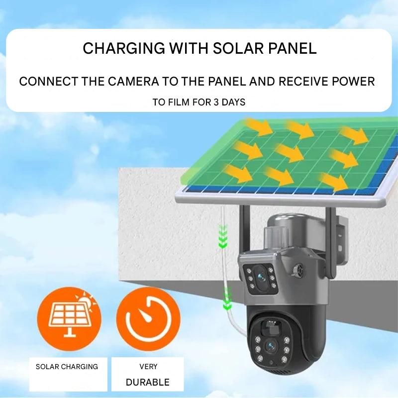 Trådlös 4K Övervakningskamera med Solpanel och App – DualGuard Hem- och Trädgårdskamera