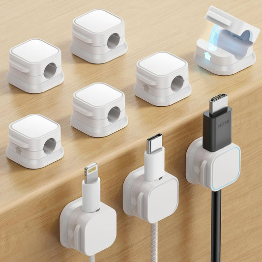 Effektiv magnetisk kabelorganiserare med självhäftande montering - 6 st.