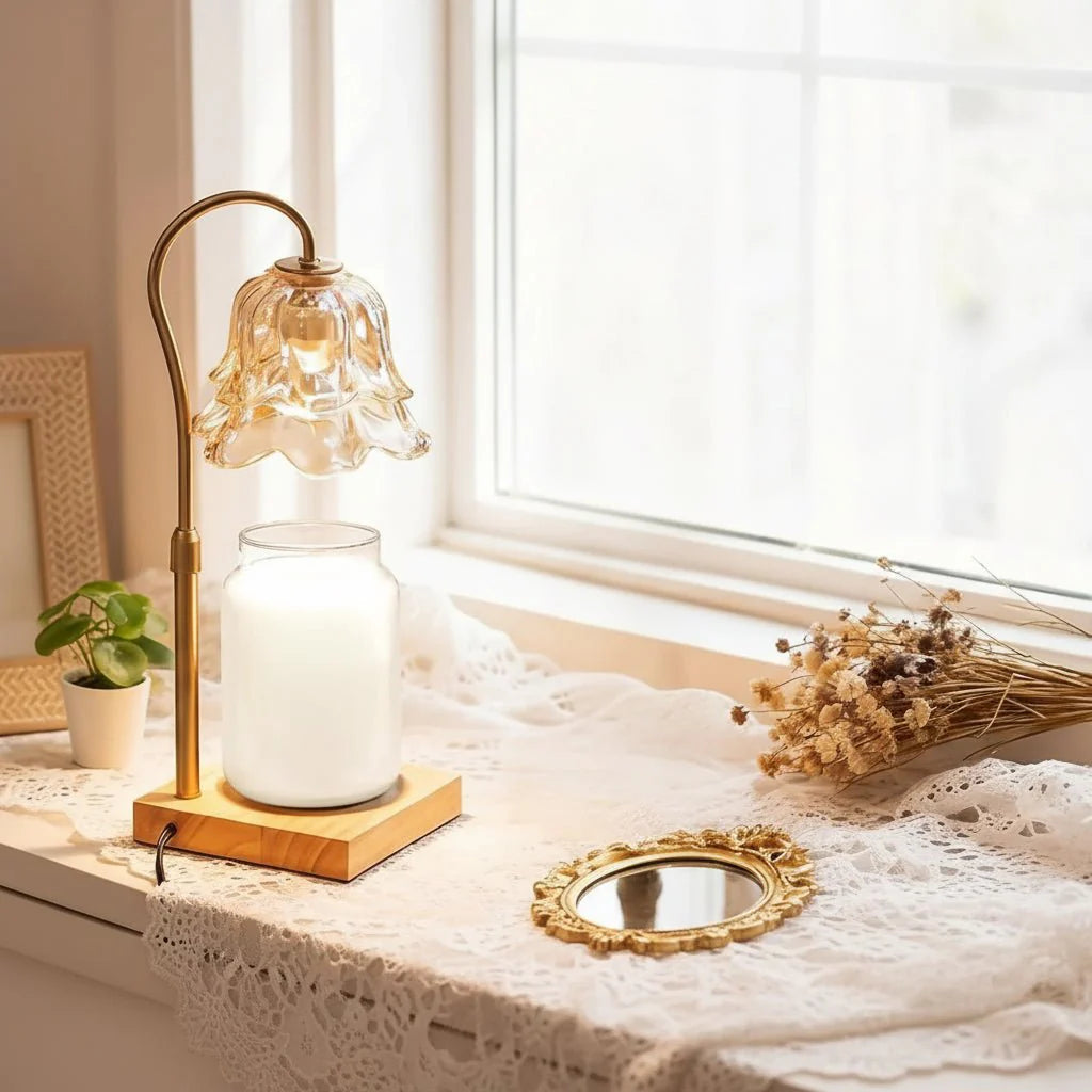 Elektrisk Lysevarmer med Timer og Dæmper - Elegant Glasdesign