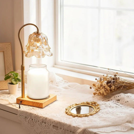 Elektrisk Ljusvärmare med Timer och Dimmer - Elegant Glasdesign