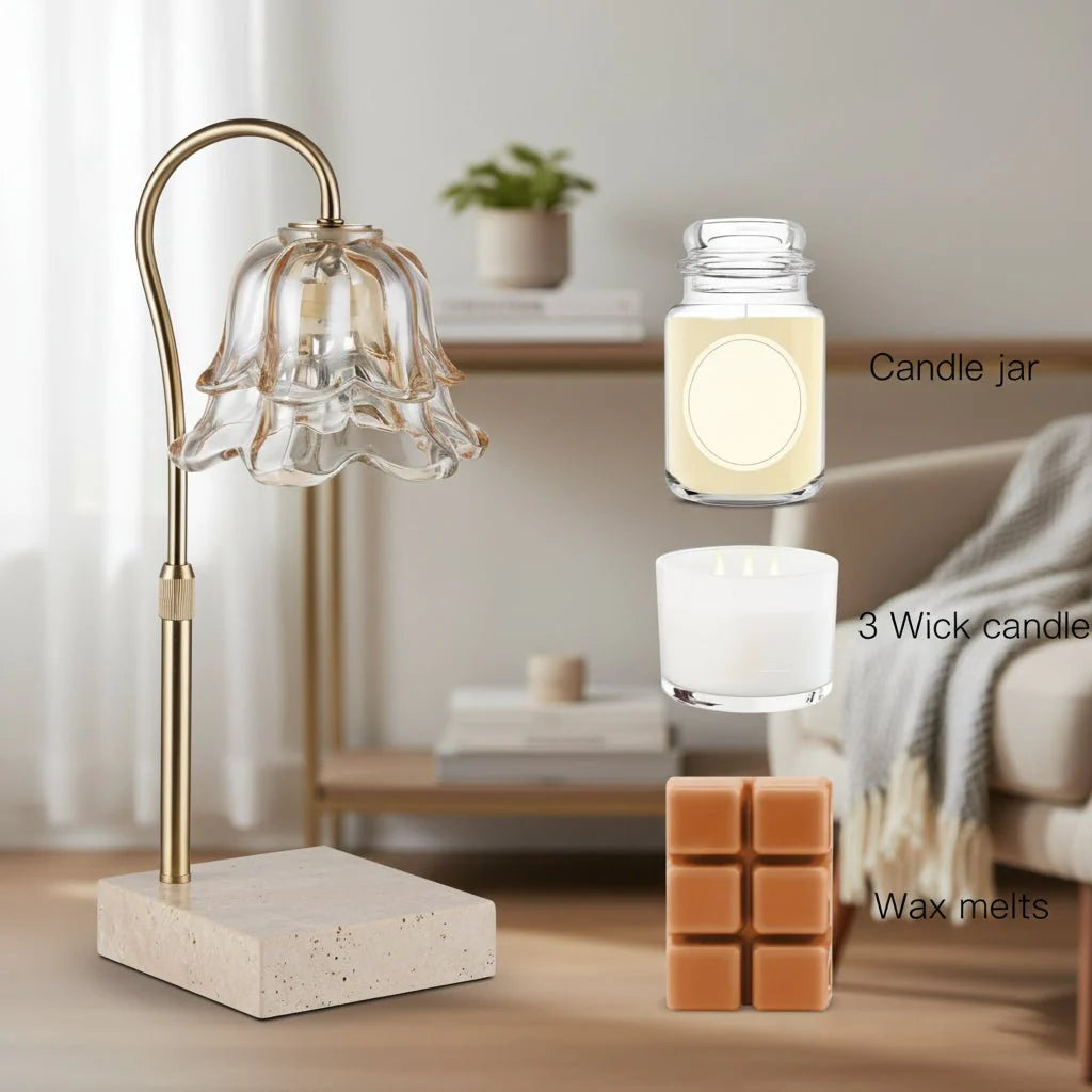 Elektrisk Lysevarmer med Timer og Dæmper - Elegant Glasdesign