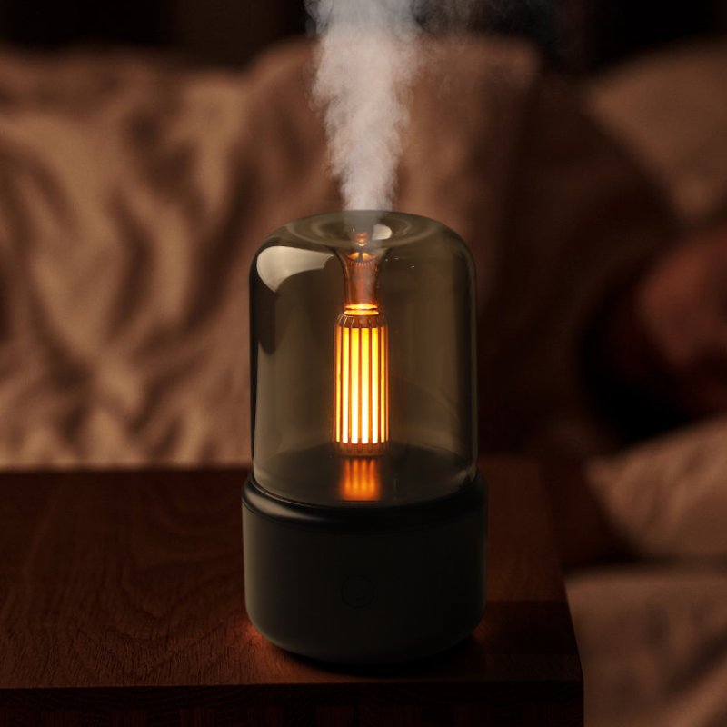 Modern LED-diffuser med flameffekt och eteriska oljor