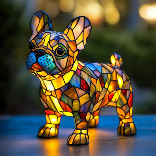 Hundlampa | Unik Bordslampa i Glas med Tiffany-Design