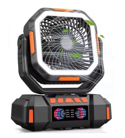Uppladdningsbar campingfläkt med 40000mAh batteri och LED-lampa – F22