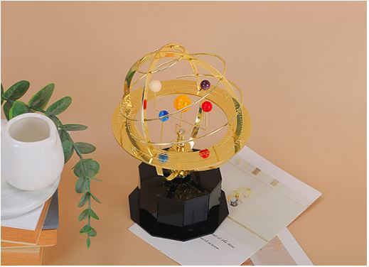 Stort Mekanisk Orrery Ur i Håndlavet Messing med Solsystemet (5 Planeter)