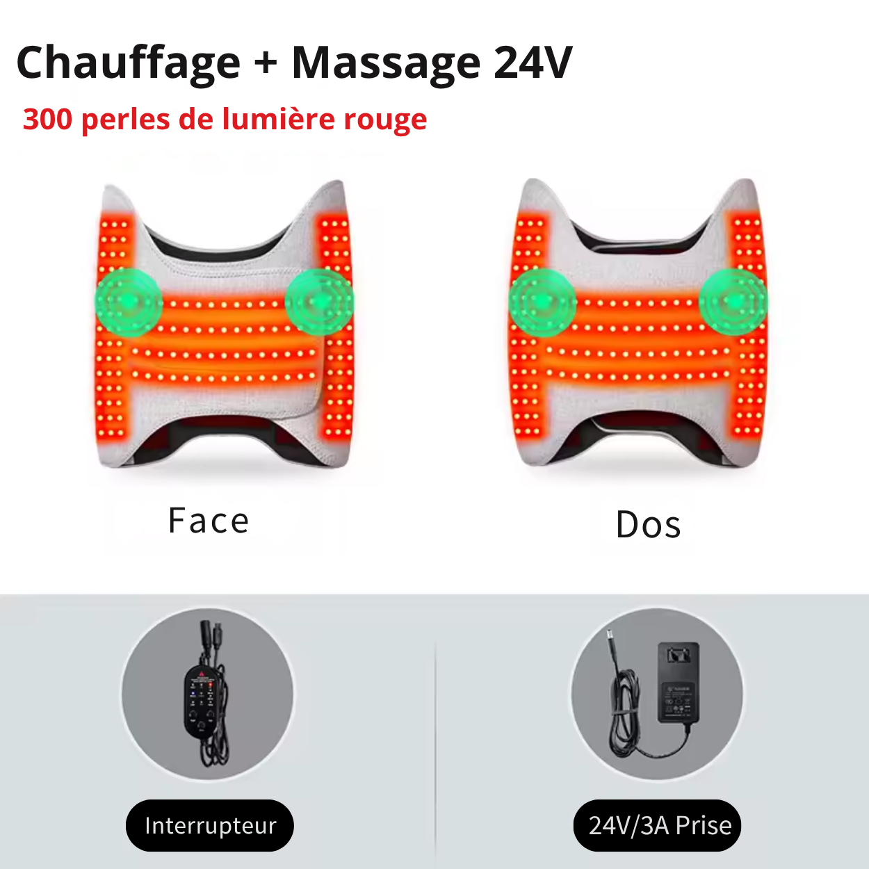 Värmebälte med Massage och Infraröd Terapi