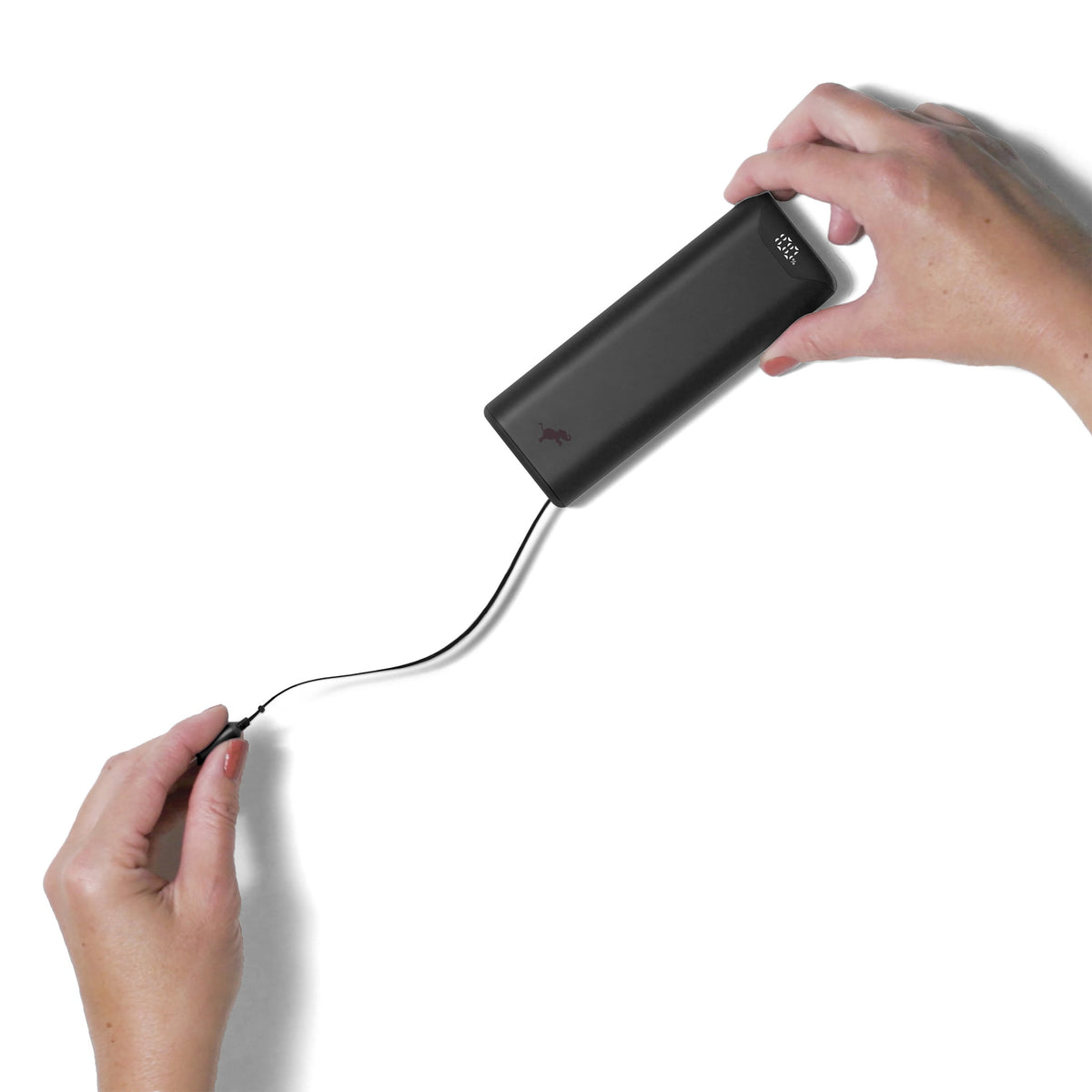 Kompakt USB-C Powerbank med 10.000 mAh og indbygget ladekabel