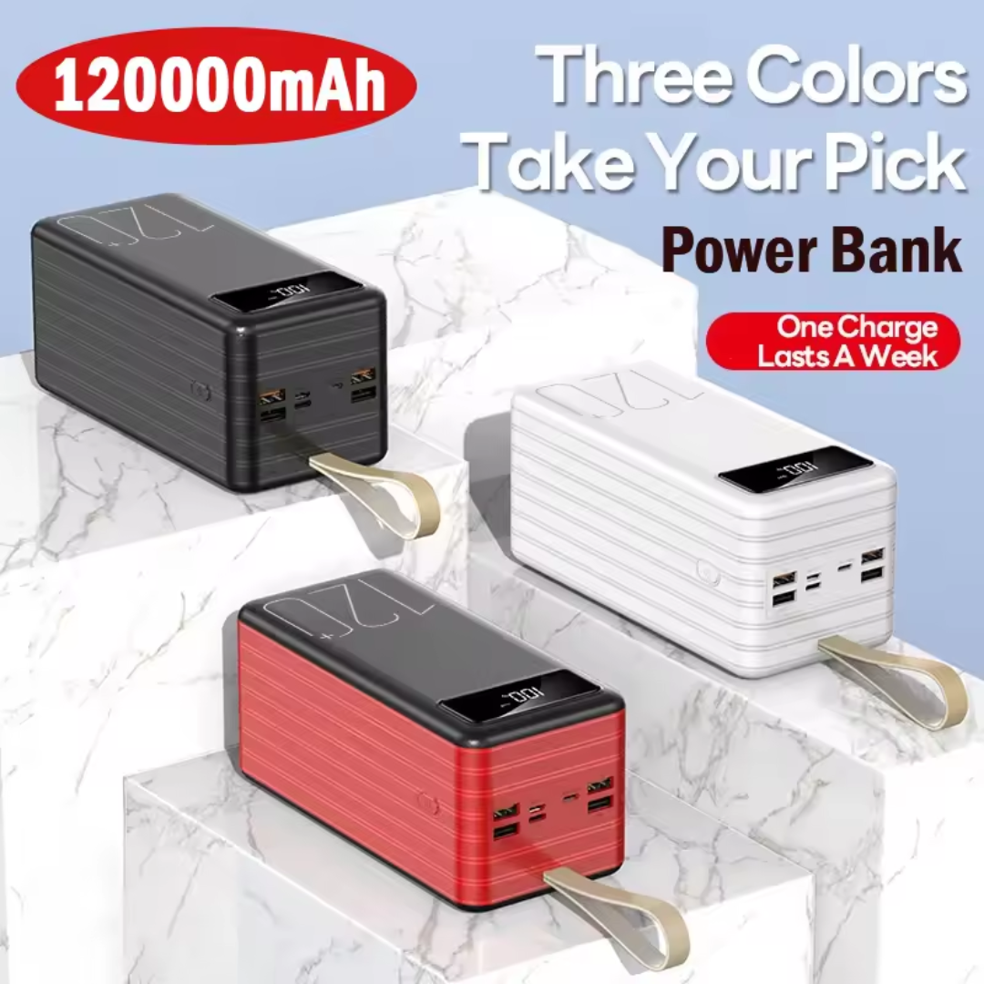 Kraftfull Powerbank 120000mAh – Snabb 66W Laddning