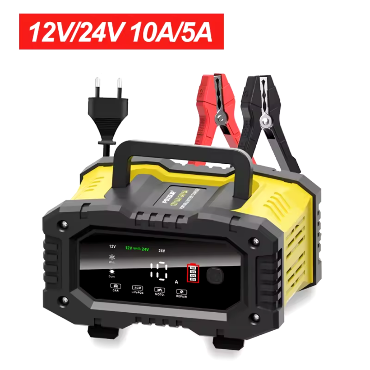 Effektiv 12V och 24V bilbatteriladdare för snabb laddning