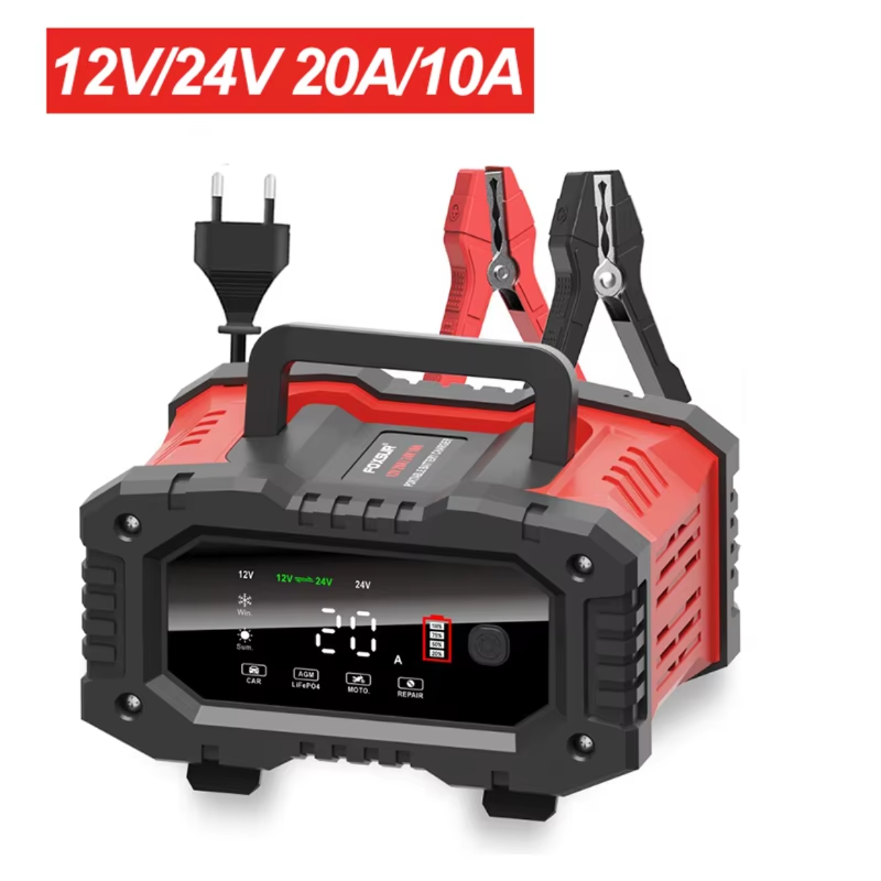 Effektiv 12V och 24V bilbatteriladdare för snabb laddning