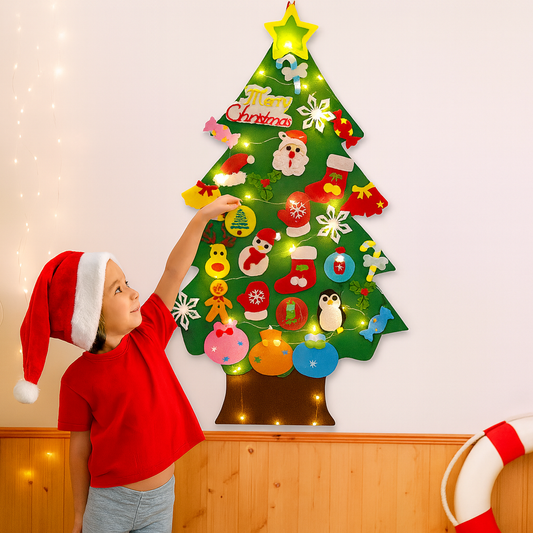 Interaktiv Børnevenlig Juletræ med LED Lys og Velcro Pynt