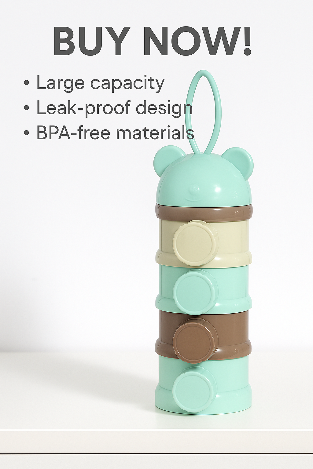 Bærbar 4-lags Snack- og Mælkepulverdispenser